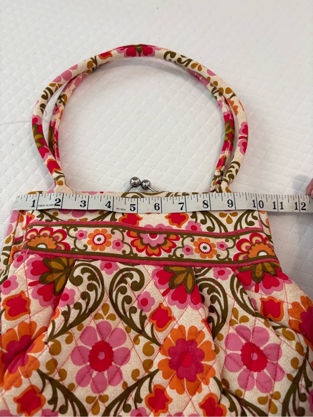 Vera Bradley Alice Kisslock Satchel Bag Folkloric Floral Quilted Retired EUC - Picture 14 of 17